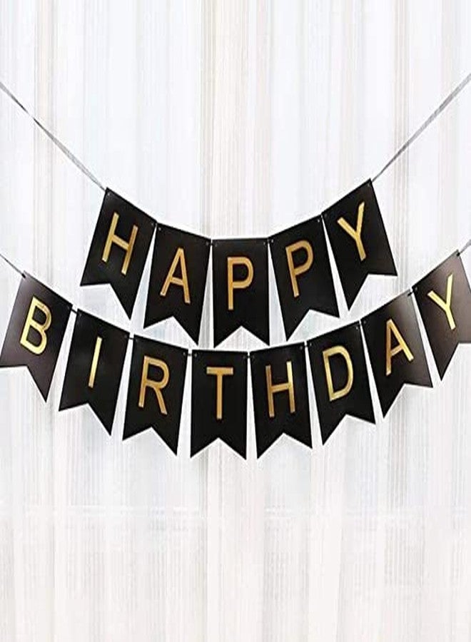 Fun Affairs Happy Birthday Banner Decoration for Boys Girls Kids Bday Celebrations, Bunting Decoration Black : Gold - Image 1